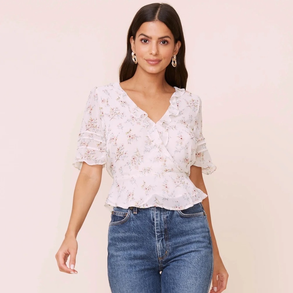 ASTR The Label Wrap Front Ruffle Top - Picture 3 of 6